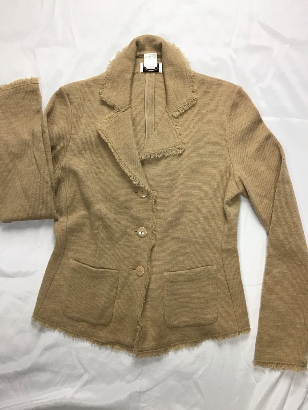 Talbots Frayed-Edge Beige Blazer Jacket
